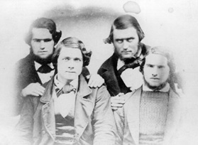 Group of four friends, 1860s
