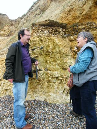 Professor Andy Gale and Jenny Gladstone (Geological Society of Norfolk) at Weybourne, 21 June 2008