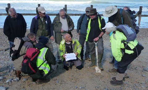 Emrys Phillips interpreting the geology of the cliffs at a GA Meeting, 2010