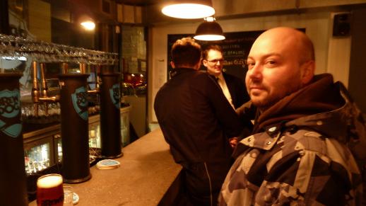 Angelo Scarnera in a London bar